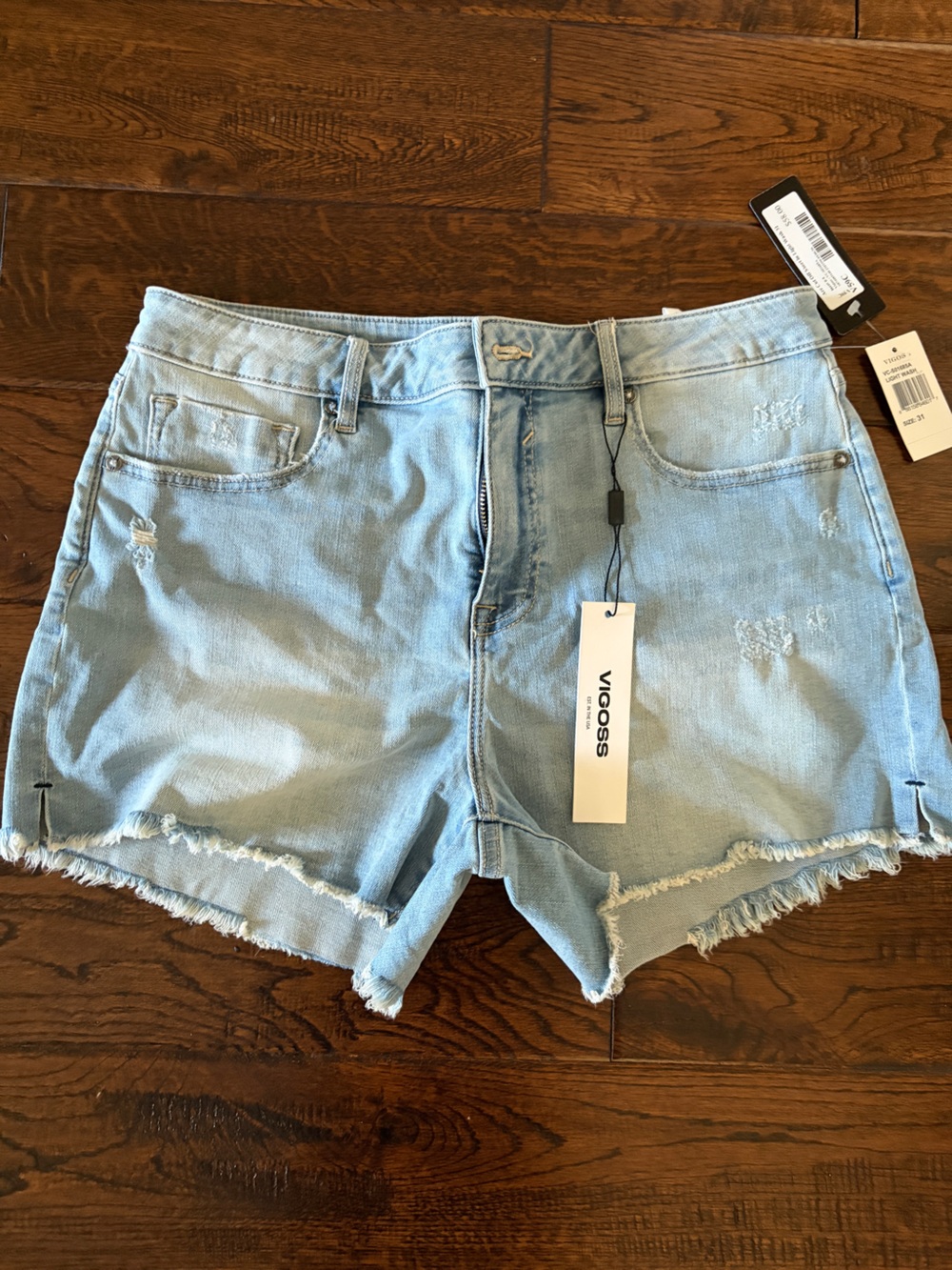 VIGOSS Light Wash Frayed Hem Women’s Denim Shorts